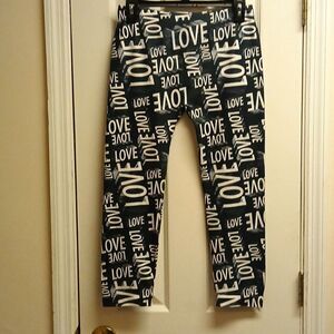 🩷NOBO NO BOUNDARIES women's LOVE Leggings.  Above Ankle Size 11/13 black/white